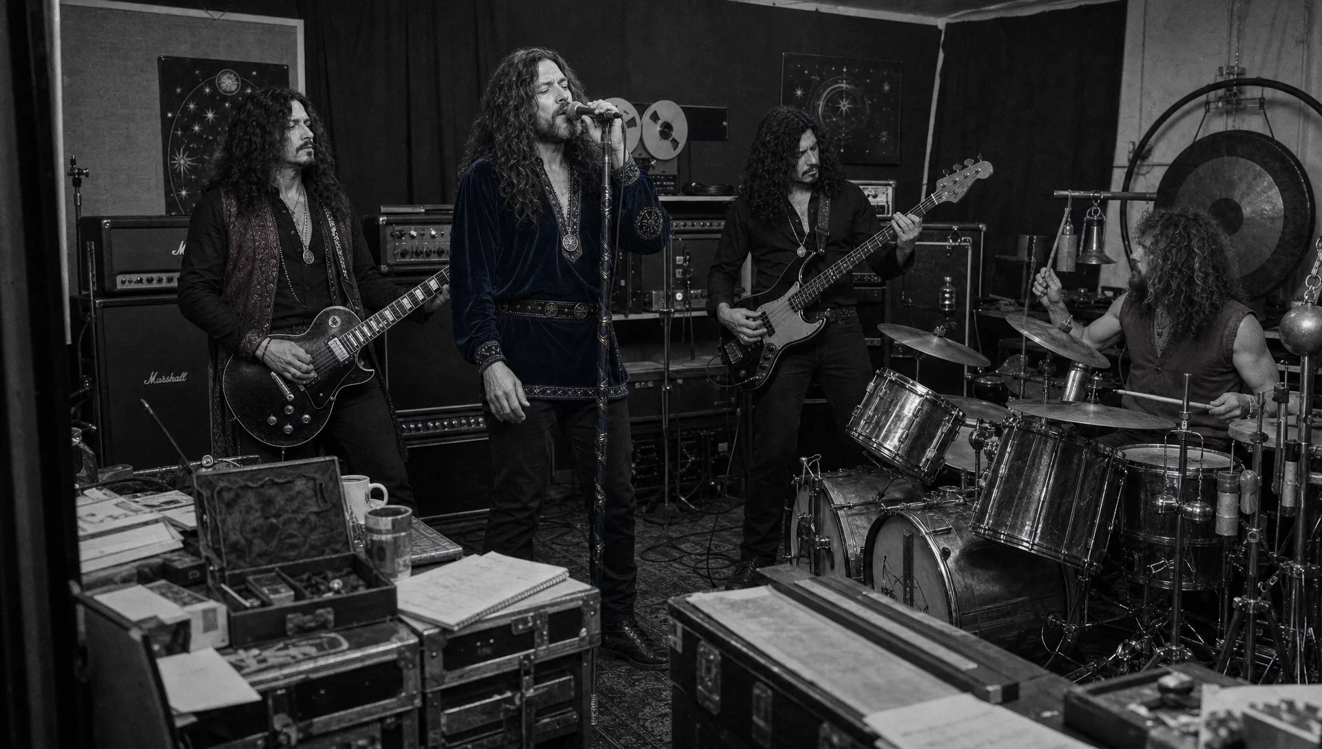 Humble Wizard rehearsing for Chalice of the Skies, London, 1980