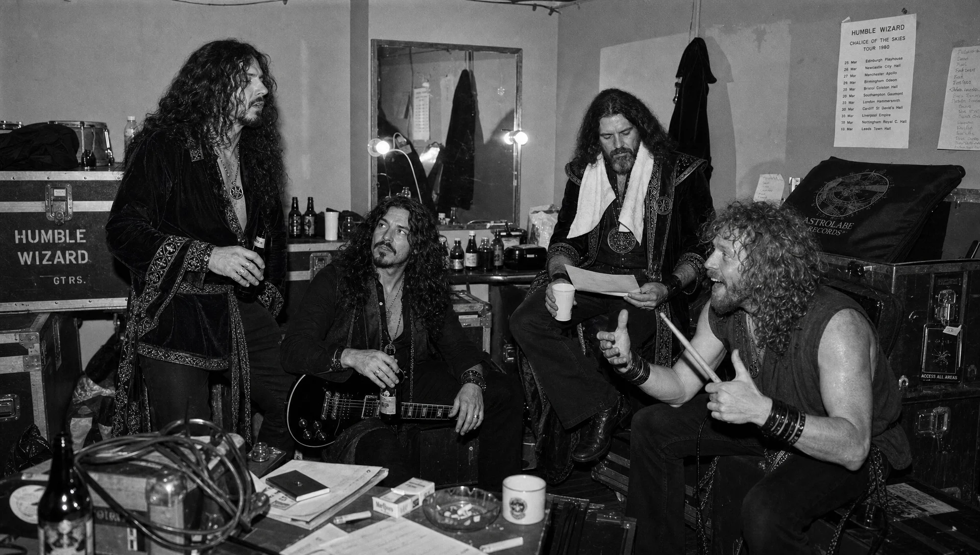 Backstage during the Chalice of the Skies tour, 1980