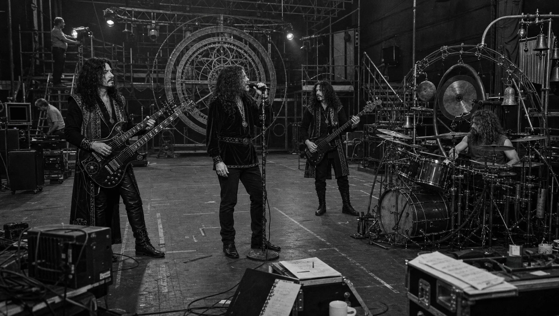 Rehearsal amid the machinery, 1982.