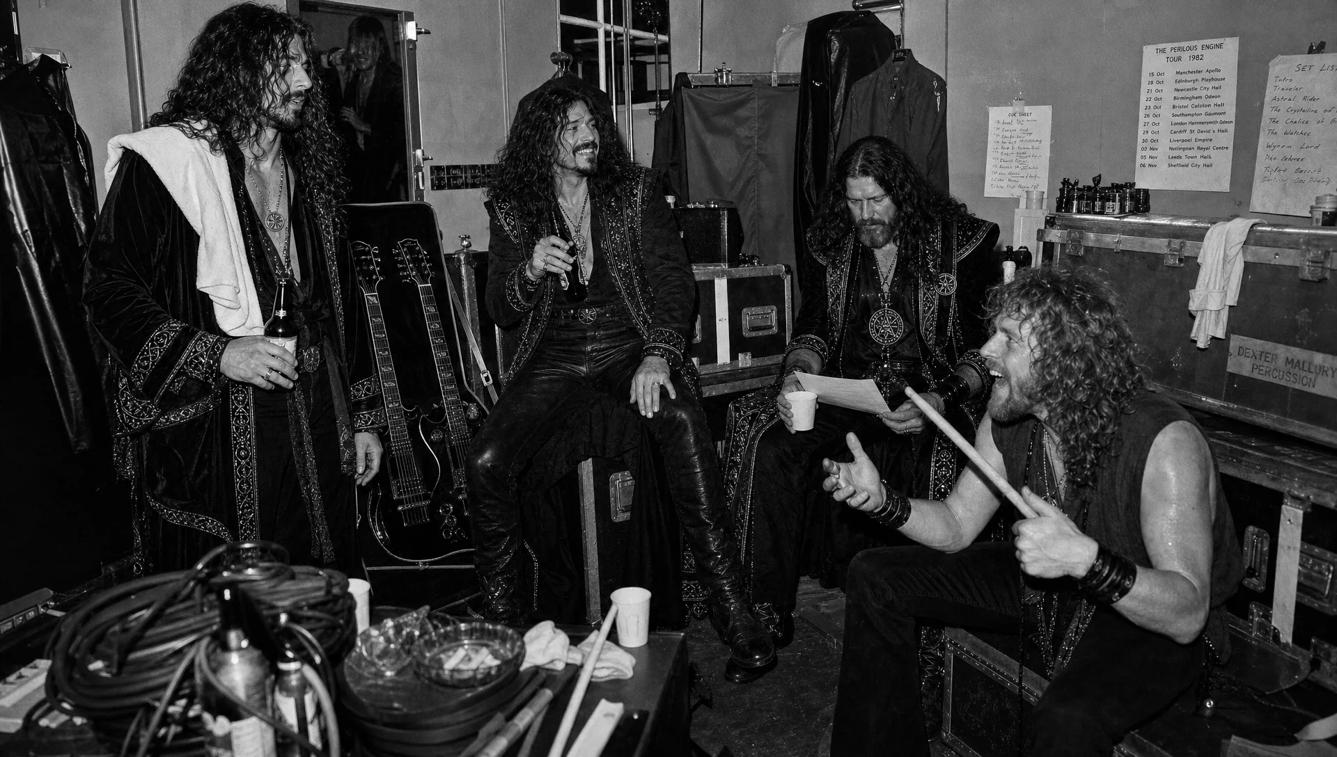 Backstage after the show, 1982.